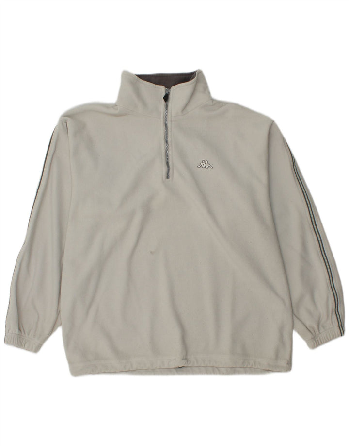Kappa Pull polaire à col zippé pour homme Large en polyester blanc cassé