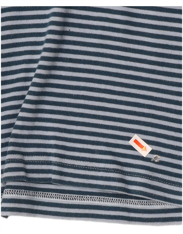 LACOSTE Top Femme Manches Longues Taille 38 Bleu Moyen Rayé Coton