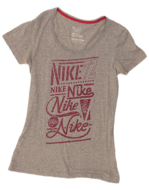 NIKE T-shirt coupe slim pour femme UK 12 Gris moyen moucheté