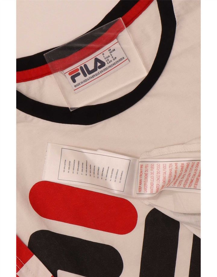 Fila T-Shirt Graphique Homme Petit Blanc Coton Géométrique