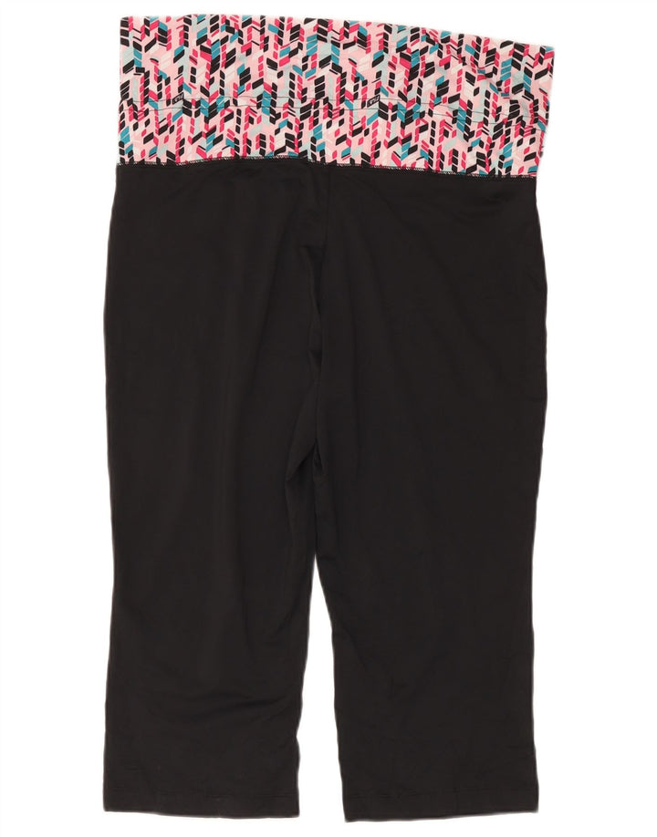 Fila Femmes Capri Leggings UK 16 Grand Noir Géométrique Polyester