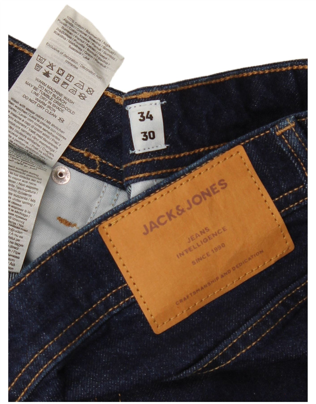 Jack & Jones Jean Droit Homme W34 L30 Bleu Marine Coton
