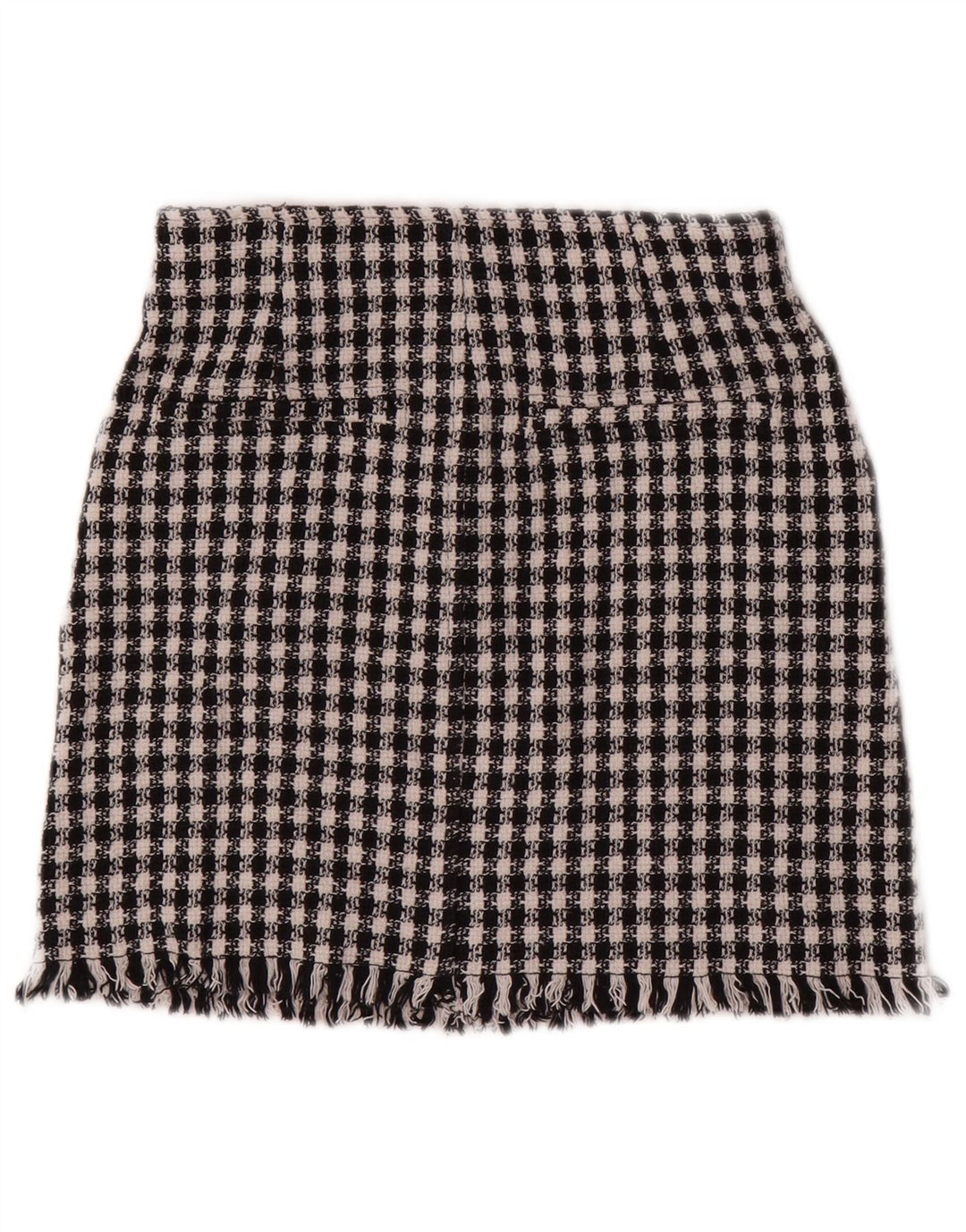 Zara Femme Mini Jupe XS W24 Noir Pied De Poule Coton