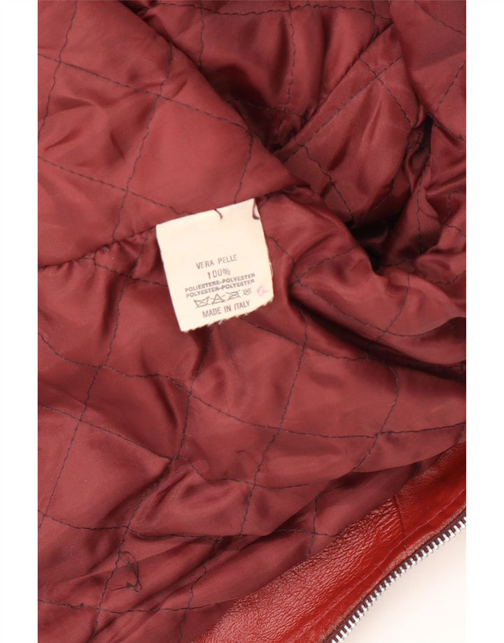 veste en cuir femme vintage UK 14 Rouge moyen