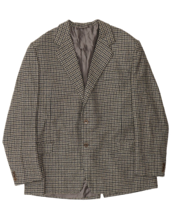 Ermenegildo Zegna Veste blazer à 2 boutons pour homme UK 40 pied-de-poule gris moyen