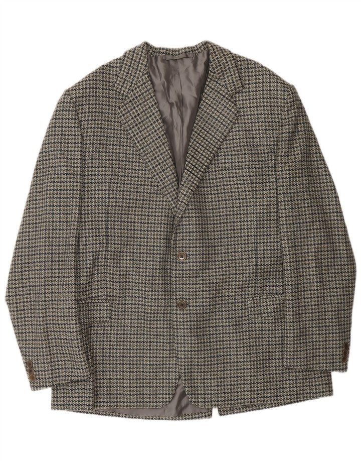 Ermenegildo Zegna Veste blazer à 2 boutons pour homme UK 40 pied-de-poule gris moyen
