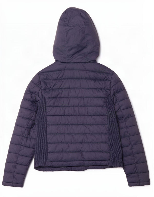 Superdry Veste matelassée à capuche pour femme UK 14 Large Bleu Marine Polyester