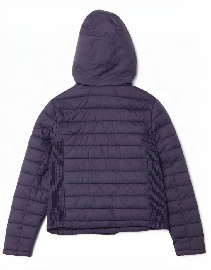 Superdry Veste matelassée à capuche pour femme UK 14 Large Bleu Marine Polyester