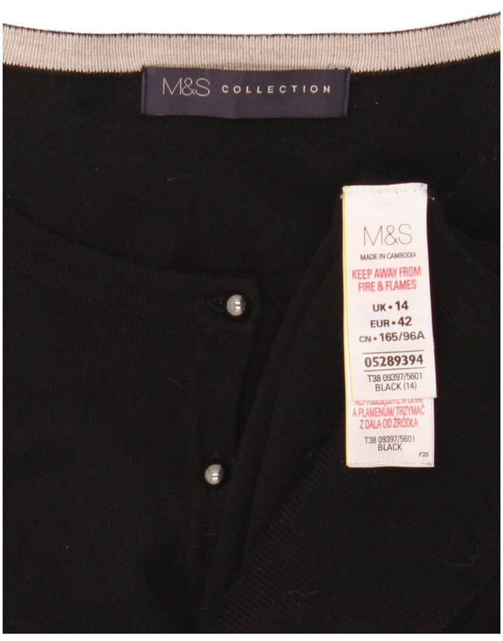 Marks & Spencer Pull Cardigan Femme UK 14 Medium Noir Viscose
