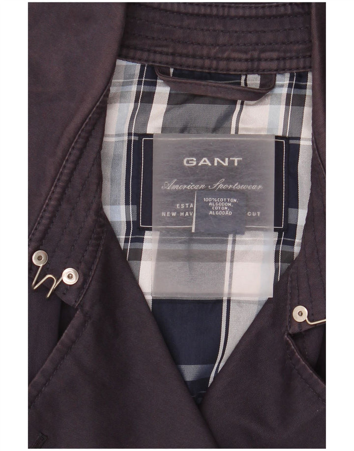 Gant Trench Coat Femme UK 14 Medium Bleu Marine Coton