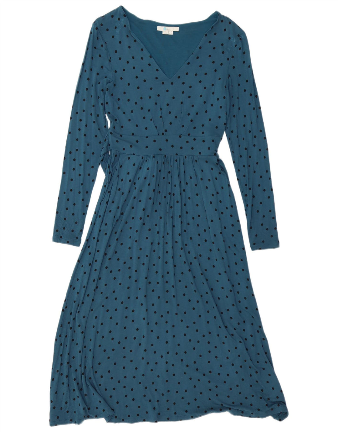 BODEN Robe longue à manches longues pour femme UK 8 Petit bleu à pois en viscose