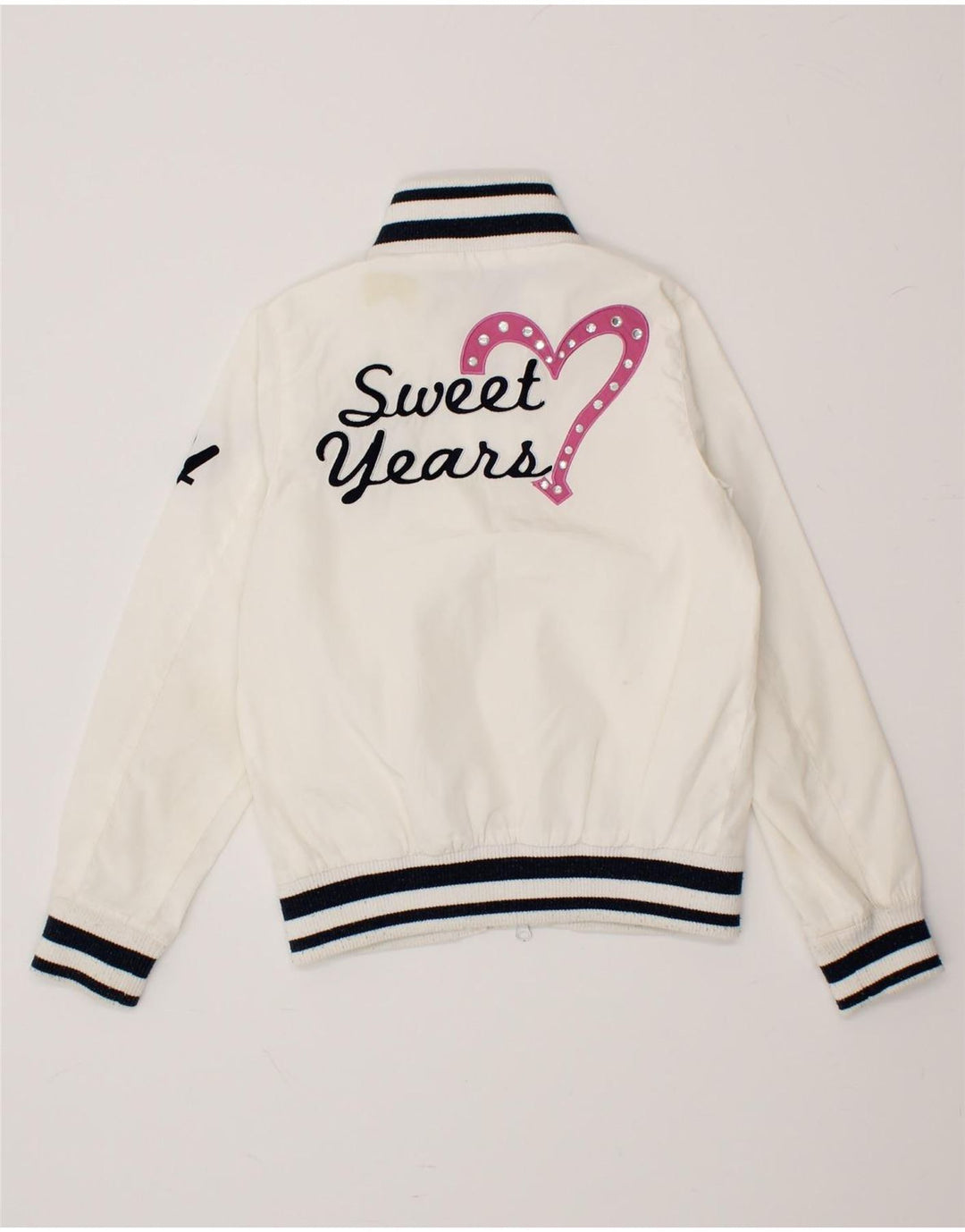 SWEET YEARS Girls Graphic Bomber Jacket 8-9 Years Large Off White Vintage Sweet Years and Second-Hand Sweet Years from Messina Hembry 