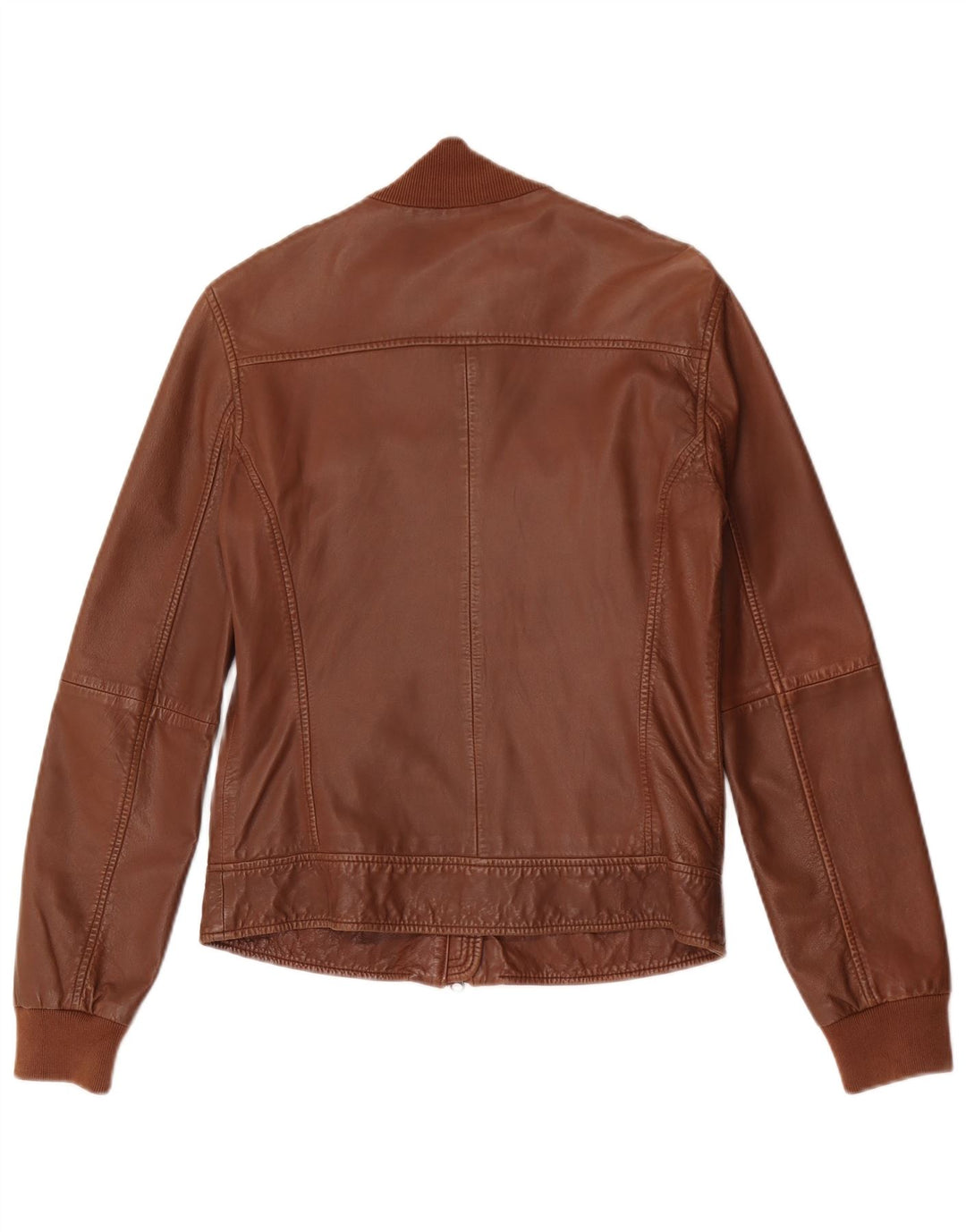BENETTON Veste en cuir militaire pour femme IT 44 Cuir marron moyen