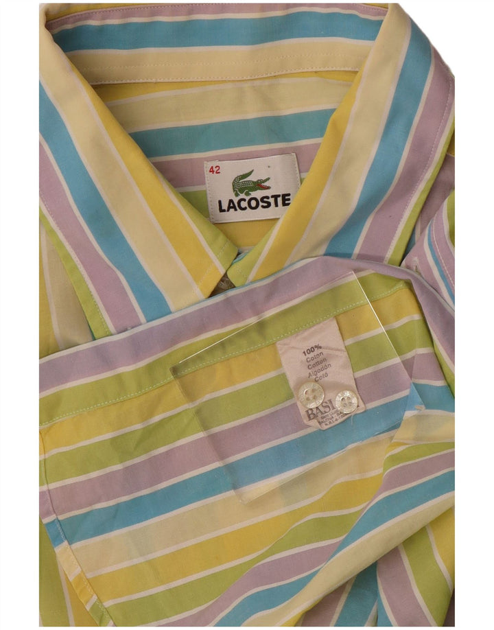 LACOSTE Chemise à manches courtes homme taille 42 grand coton rayé multicolore