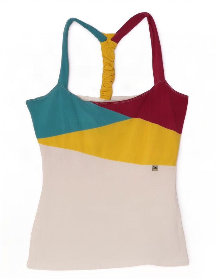 SALEWA Haut Licou Femme UK 10 Petit Coton Colorblock Blanc