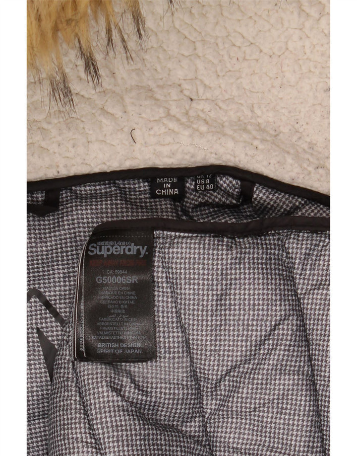 Superdry Manteau rembourré à capuche pour femme UK 12 Nylon noir moyen