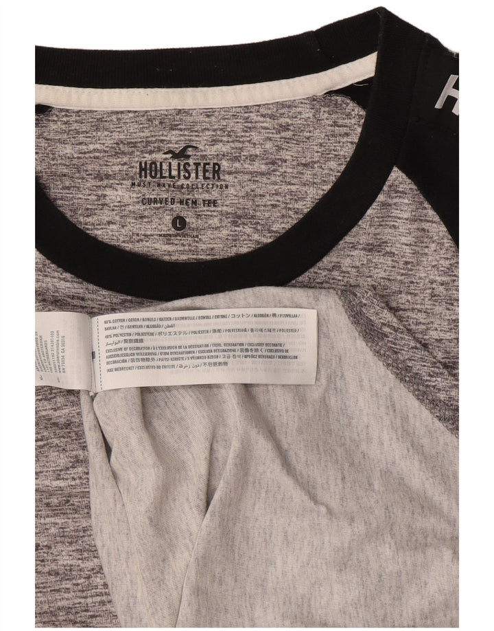 Hollister Haut graphique à manches longues pour hommes, grand coton color block gris