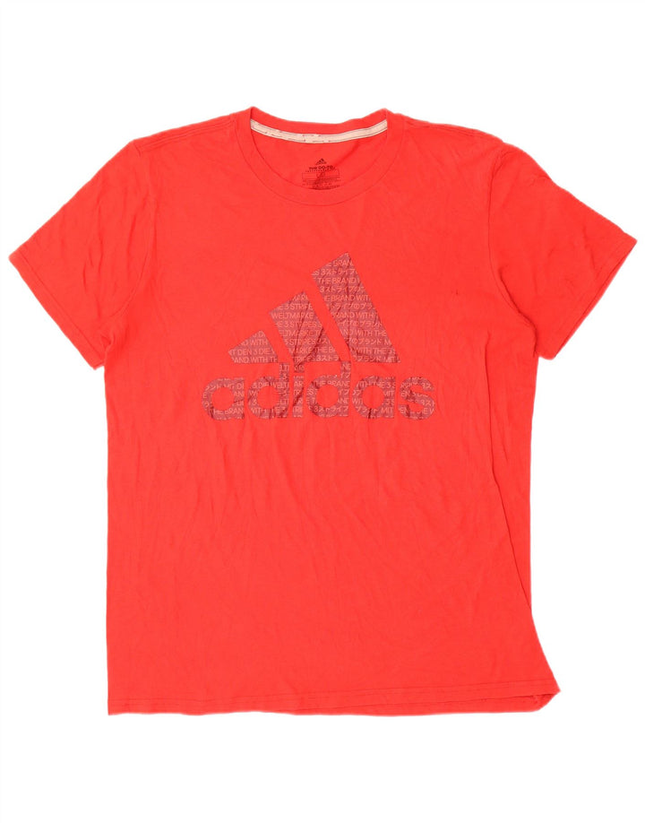 Adidas Hommes Climalite Graphic T-Shirt Top Large Rouge Polyester