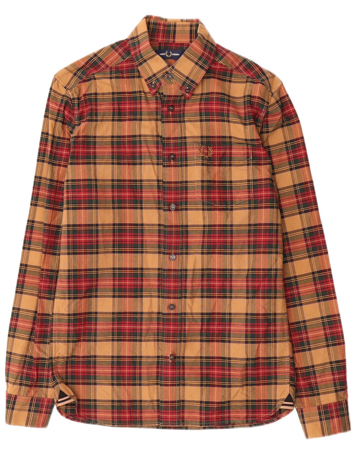 Fred Perry Chemise Homme Petit Carreau Marron Coton
