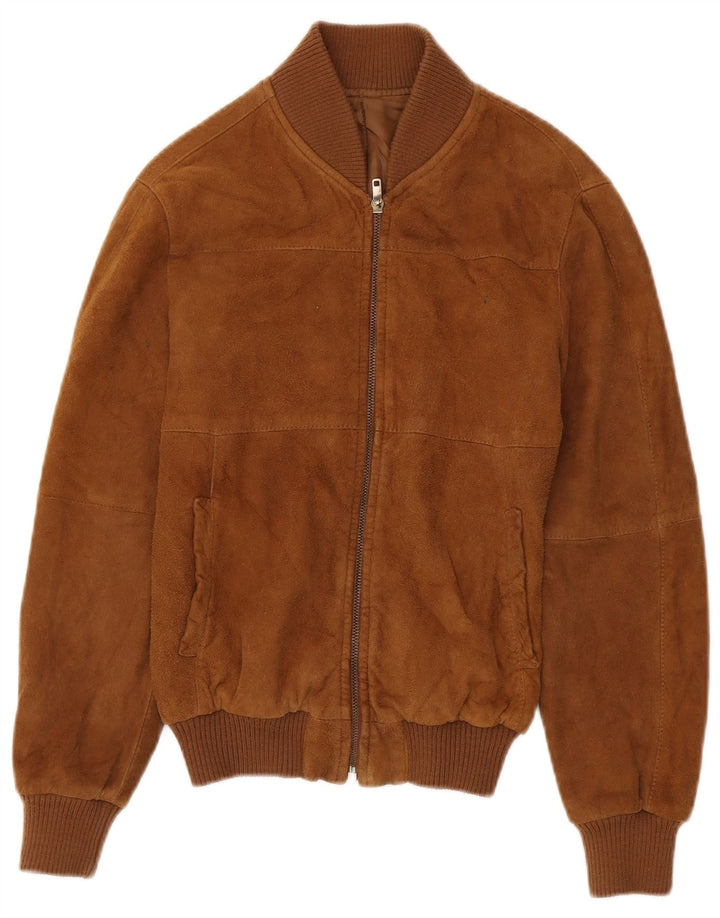 veste en daim bomber femme vintage IT 40 Petit Marron