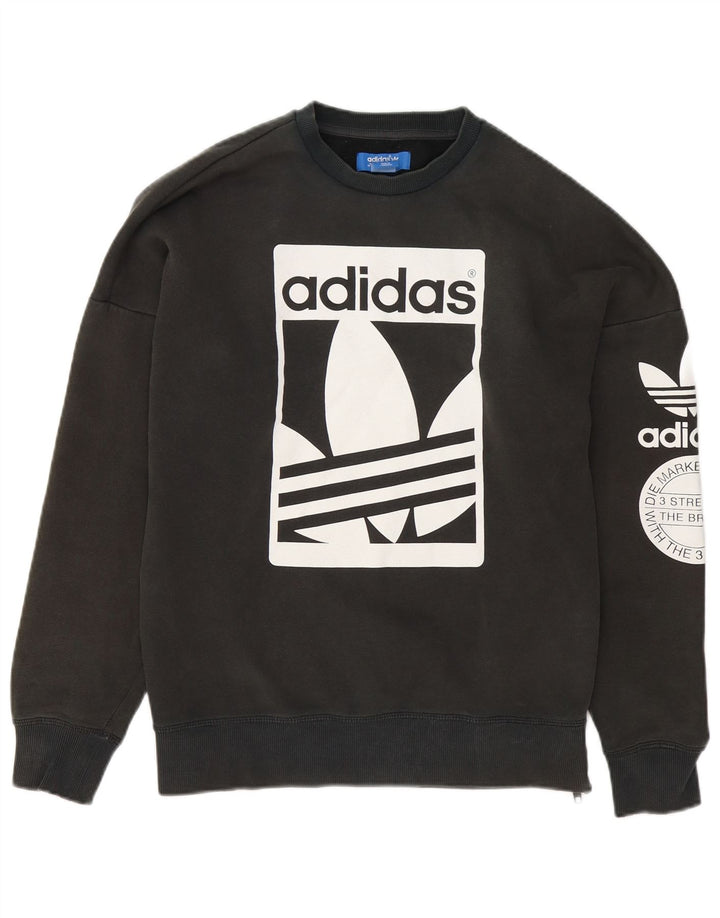 Adidas Sweat-shirt graphique pour homme Petit gris Coton