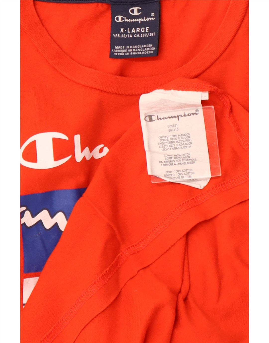 CHAMPION T-shirt graphique pour garçon 13-14 ans XL Orange Colourblock Coton