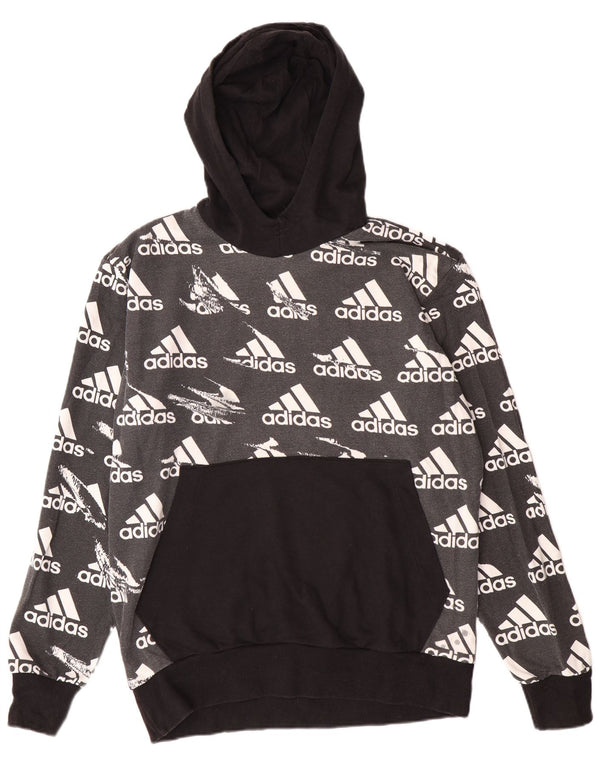Adidas Pull à capuche graphique pour homme en coton color block Gris Taille L