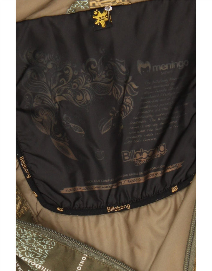 BILLABONG Veste coupe-vent à capuche graphique pour femme EU 36 Petit carreaux kaki