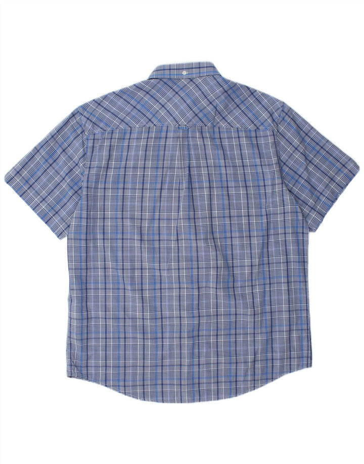 BEN SHERMAN Chemise à manches courtes pour homme XL en coton à carreaux bleus