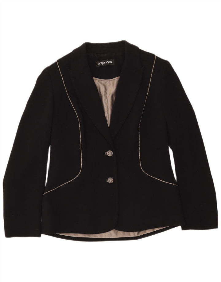 Jacques Vert Veste Blazer 2 Boutons Femme UK 10 Petit Noir Polyester