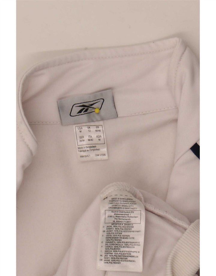 Reebok Veste de survêtement pour femme UK 12 Medium Blanc Colorblock Polyester