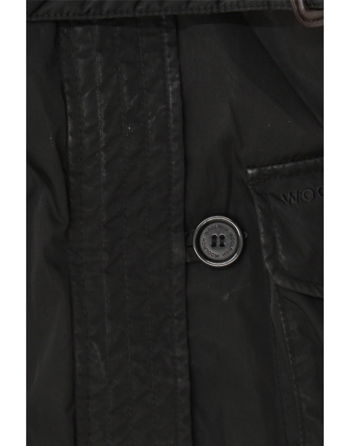 Woolrich Veste utilitaire à capuche pour femme UK 14 Medium Noir Polyester