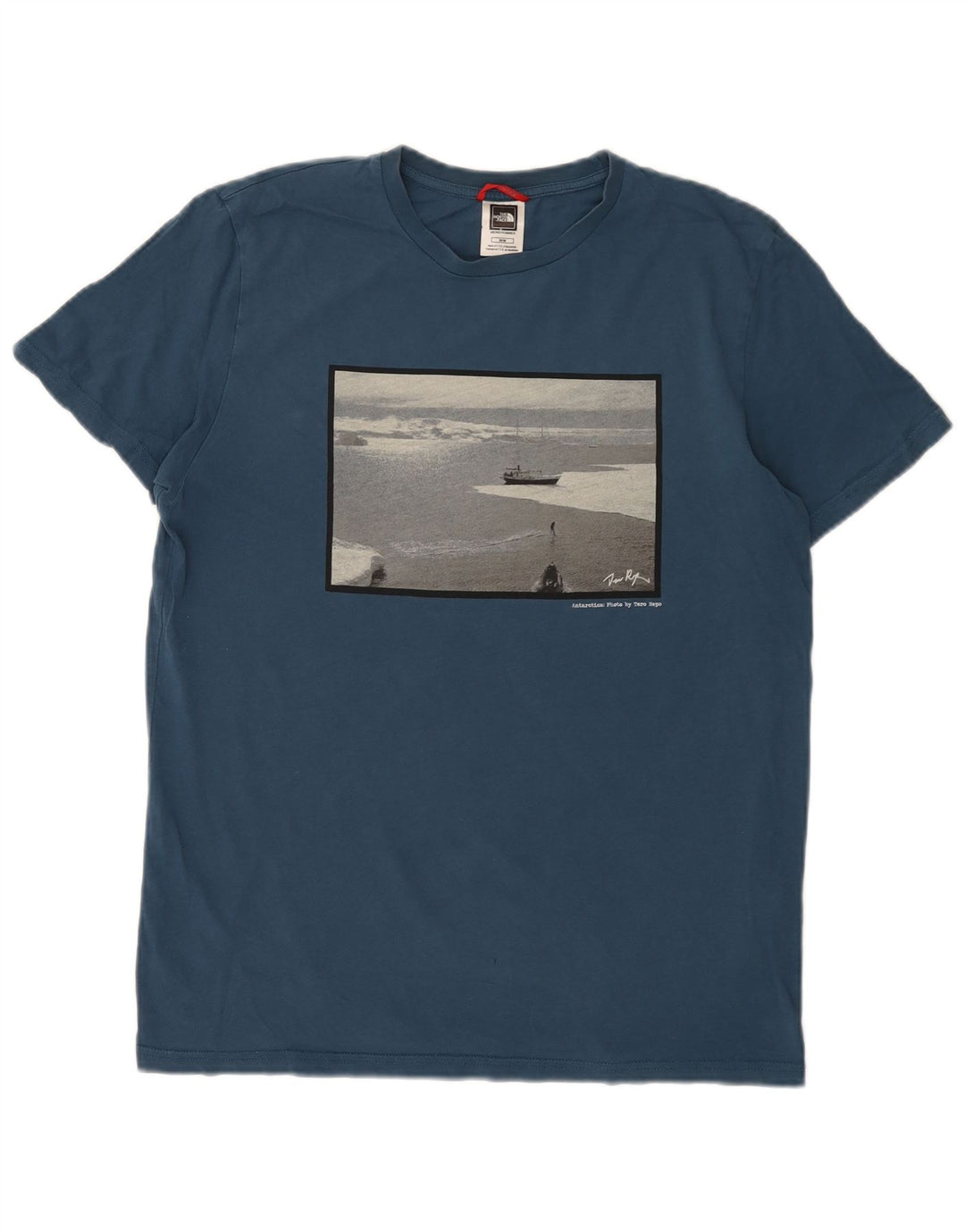 The North Face T-Shirt Graphique Homme Bleu Moyen Coton