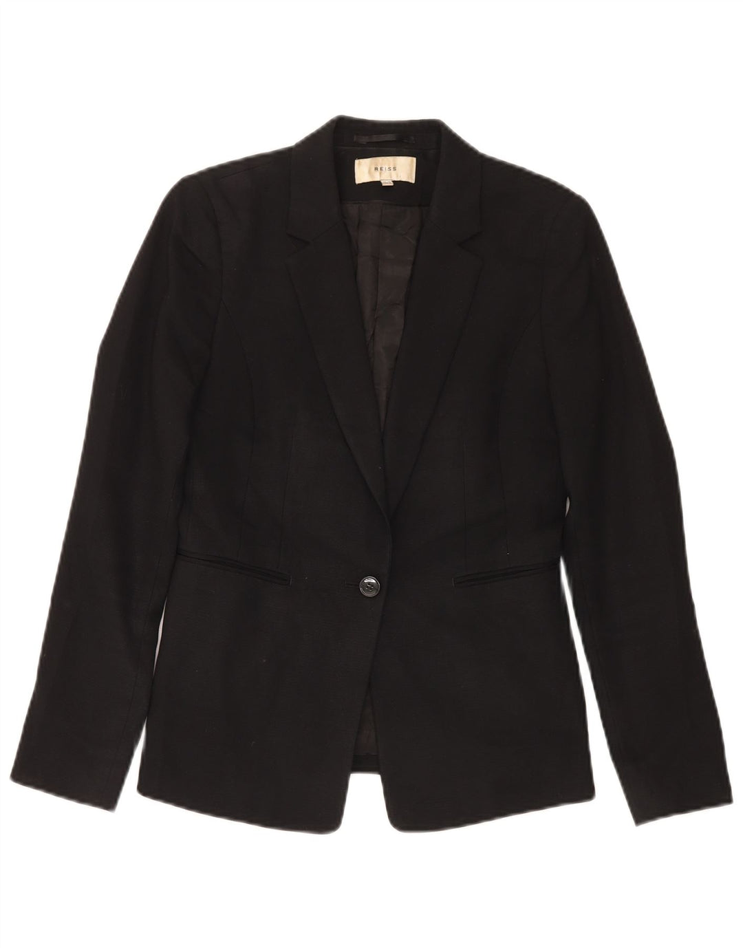 Reiss Veste blazer à 1 bouton pour femme UK 10 Petite laine noire