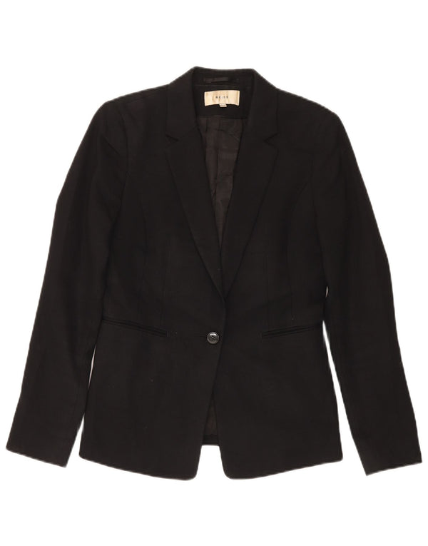 Reiss Veste blazer à 1 bouton pour femme UK 10 Petite laine noire