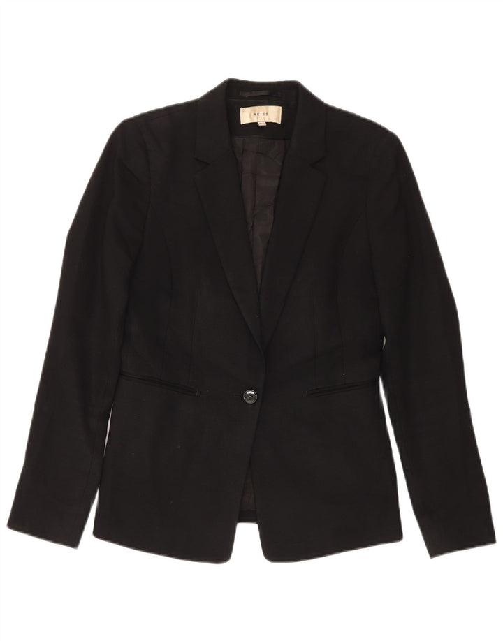 Reiss Veste blazer à 1 bouton pour femme UK 10 Petite laine noire