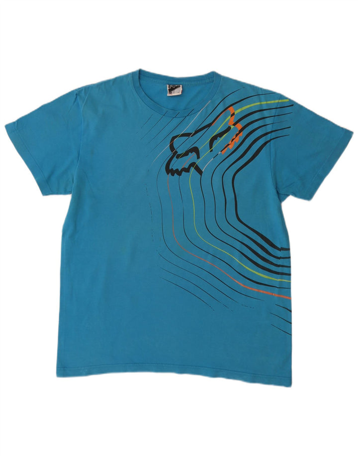 FOX T-Shirt Graphique Homme Grand Bleu Coton