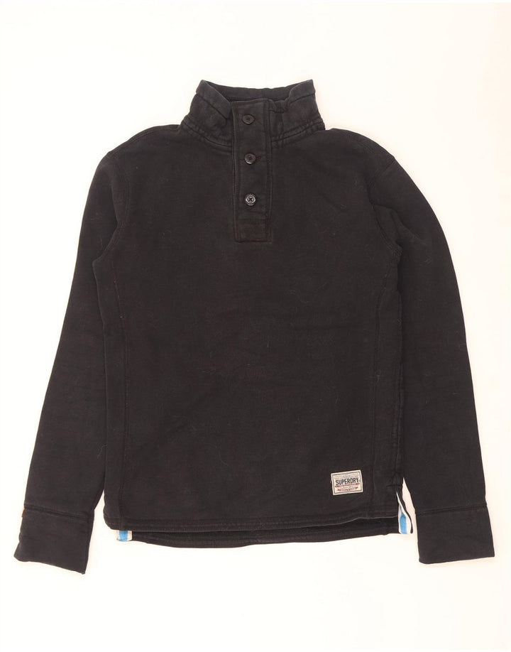 Superdry Sweat-Shirt Graphique à Col Boutonné Homme Noir Moyen Coton