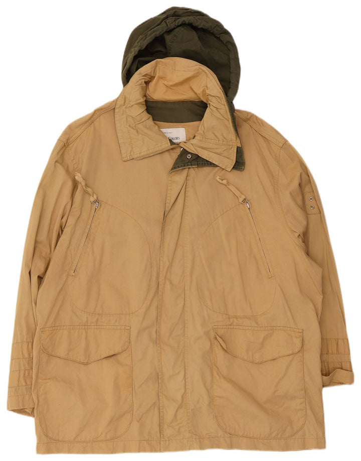 Benetton Veste utilitaire à capuche coupe ample pour homme IT 48 coton beige moyen