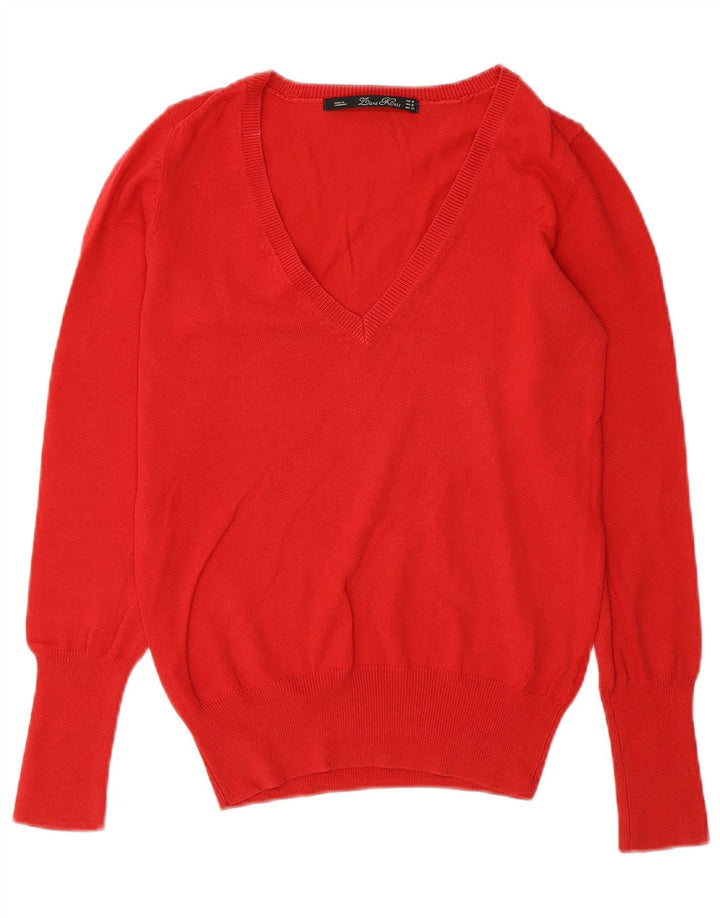 Zara Pull col V pour femme UK 12 Orange moyen
