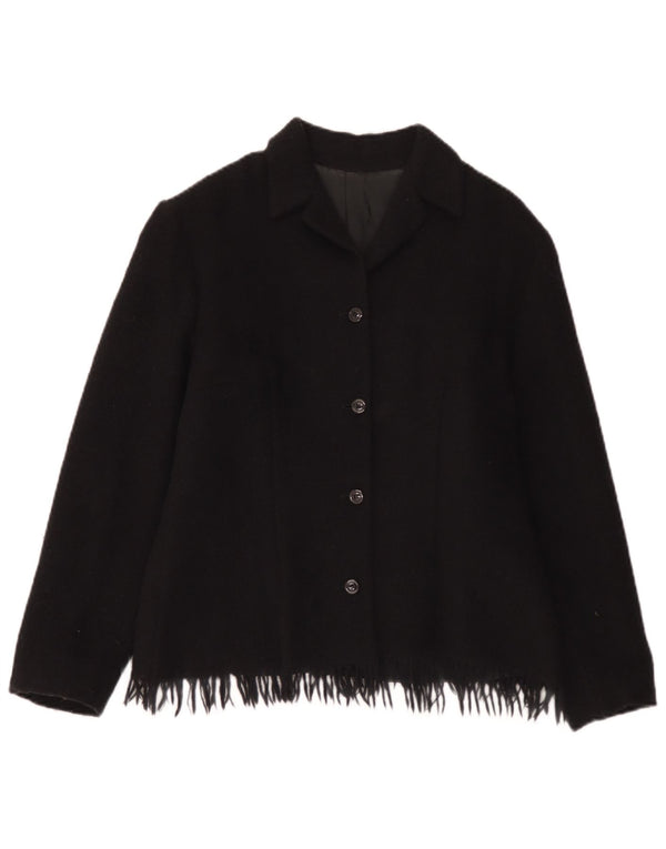 vintage Femme 4 Bouton Blazer Veste UK 12 Laine Noire Moyenne