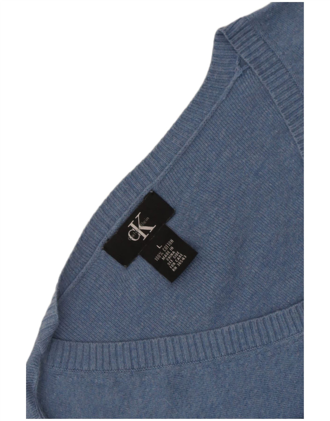 Calvin Klein Pull col V pour homme en coton bleu Taille L