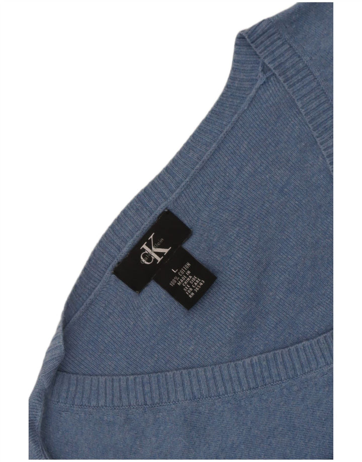 Calvin Klein Pull col V pour homme en coton bleu Taille L