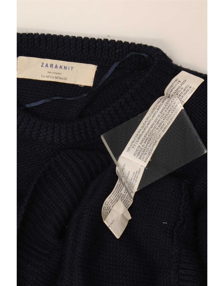 Zara Pull surdimensionné à col bateau pour femme UK 14 Bleu marine moyen