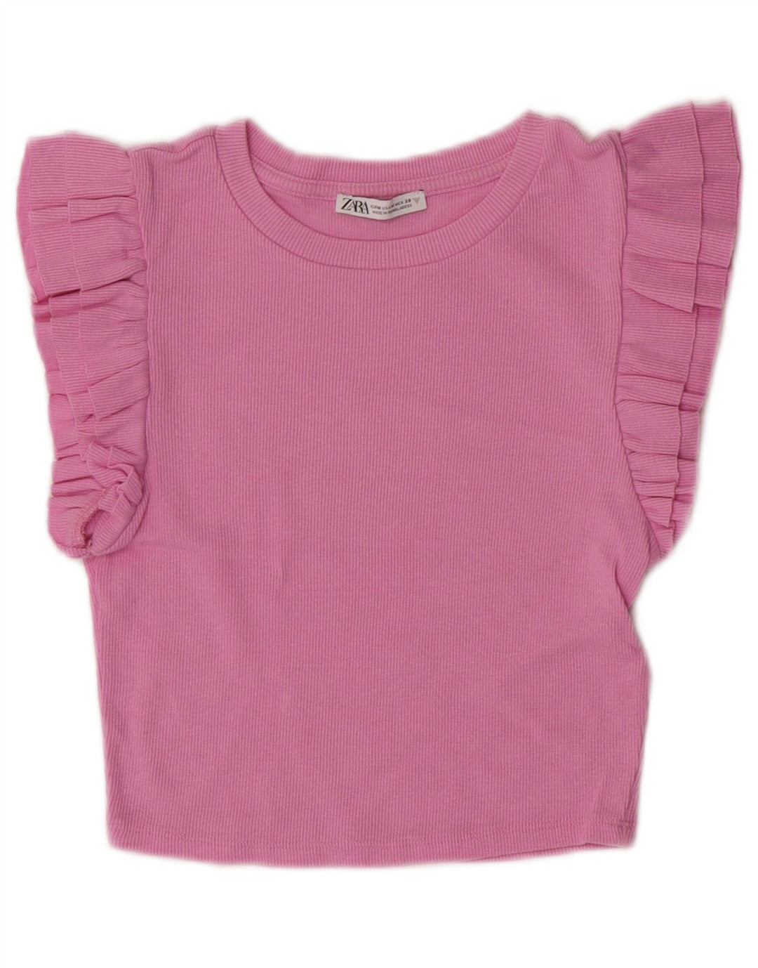 Zara Womens Crop T-Shirt Top UK 12 Rose Moyen
