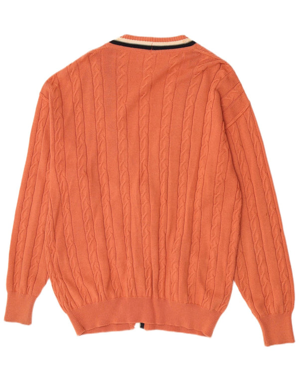 vintage Mens Regular Fit Cardigan Pull IT 48 Moyen Orange Laine Rétro