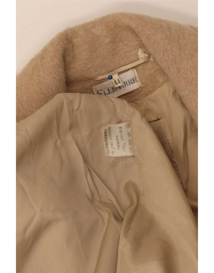 Elle Erre Manteau Double Boutonnage Femme IT 44 Laine Vierge Beige Moyen