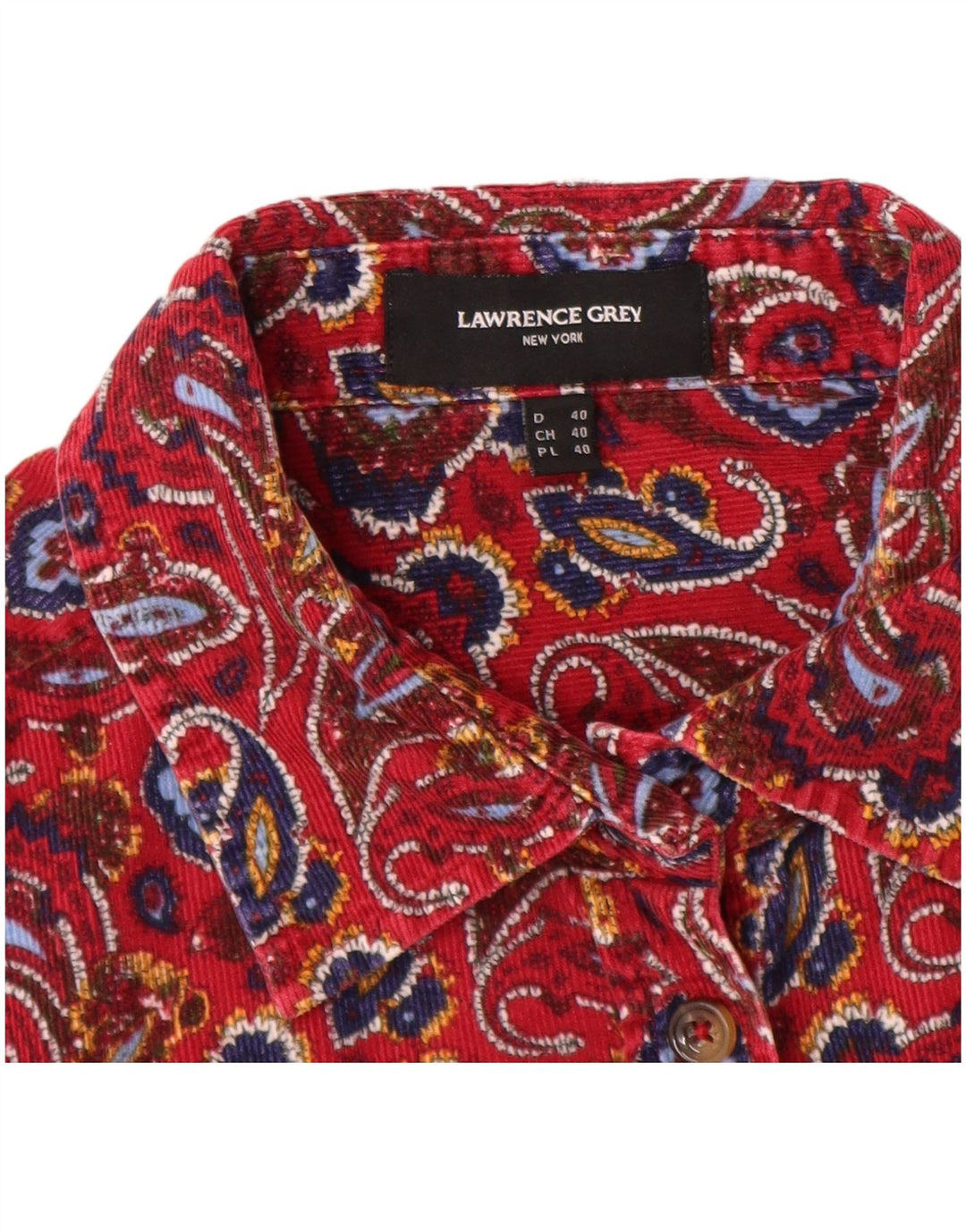 LAWRENCE GRAY Chemise en velours côtelé pour femme EU 40 Coton Paisley Rouge Moyen