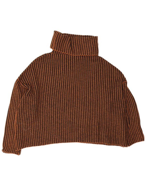 Zara Pull surdimensionné à col roulé pour femme UK 14 Marron moyen rayé