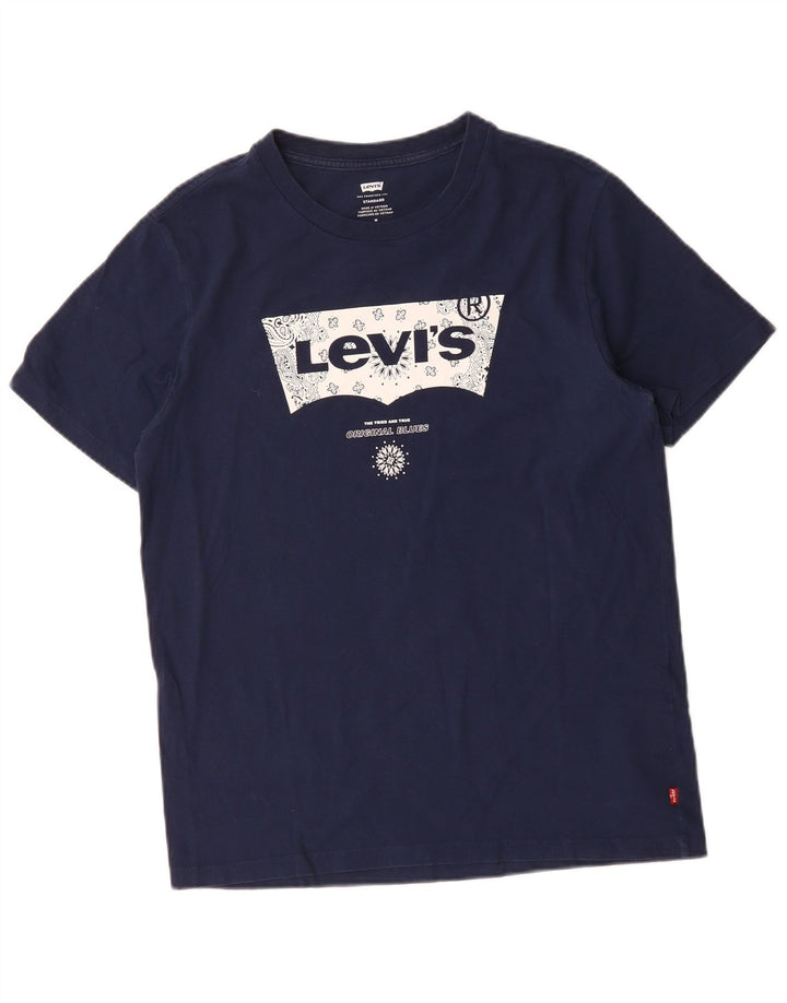 Levi's T-Shirt Standard Graphic Femme UK 14 Bleu Marine Moyen Coton